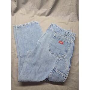 Vintage Dickies Carpenter Jeans Mens 42x32 Relaxed Fit Light Wash Distressed